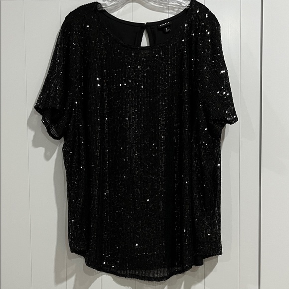 Torrid women’s Sequin Black Top - Picture 1 of 5